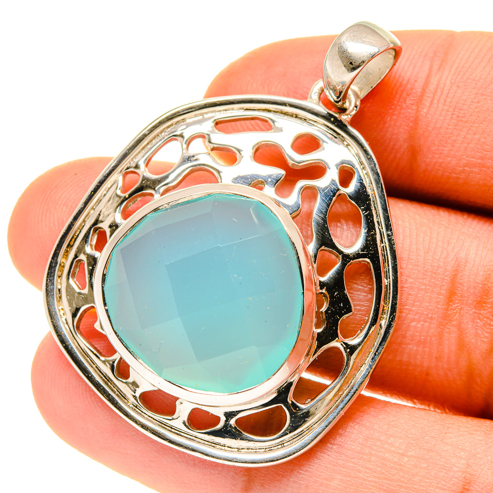 Aqua Chalcedony Pendants handcrafted by Ana Silver Co - PD3432