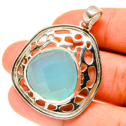 Aqua Chalcedony Pendants handcrafted by Ana Silver Co - PD3432