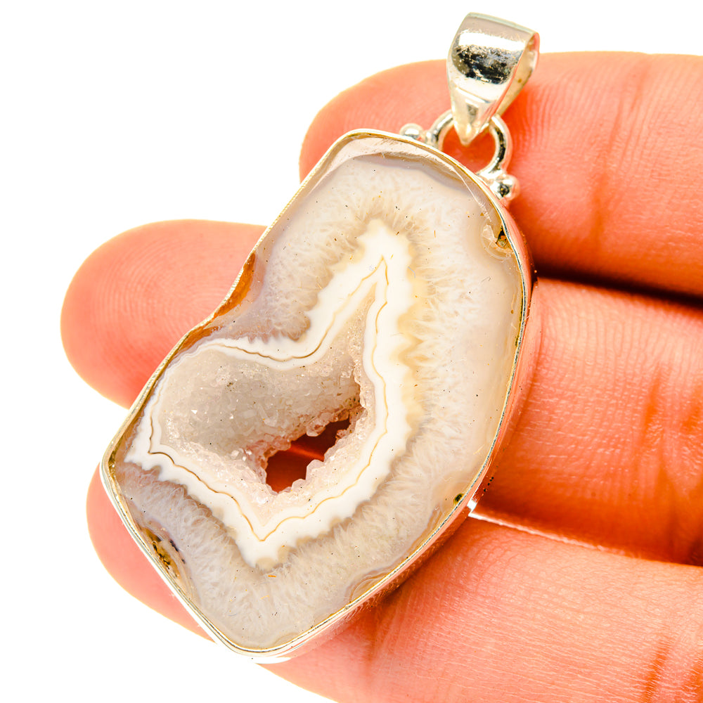 White Geode Slice Pendants handcrafted by Ana Silver Co - PD3434