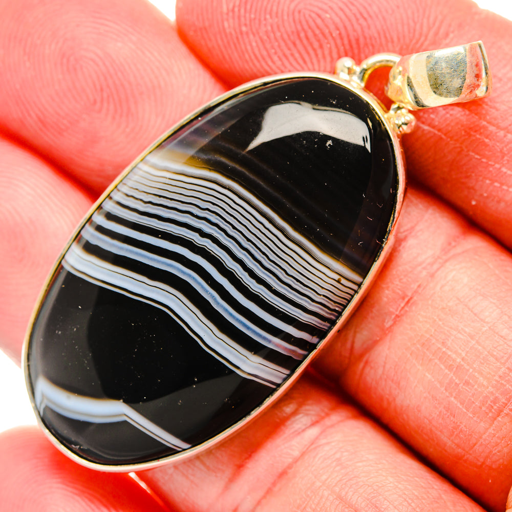 Black Botswana Agate Pendants handcrafted by Ana Silver Co - PD34368
