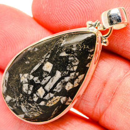 Chrysanthemum stone teardrop pendant bezel with bail on 925 sterling silver loop
