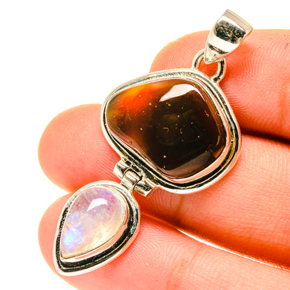 Mexican Fire Agate Pendants handcrafted by Ana Silver Co - PD3438