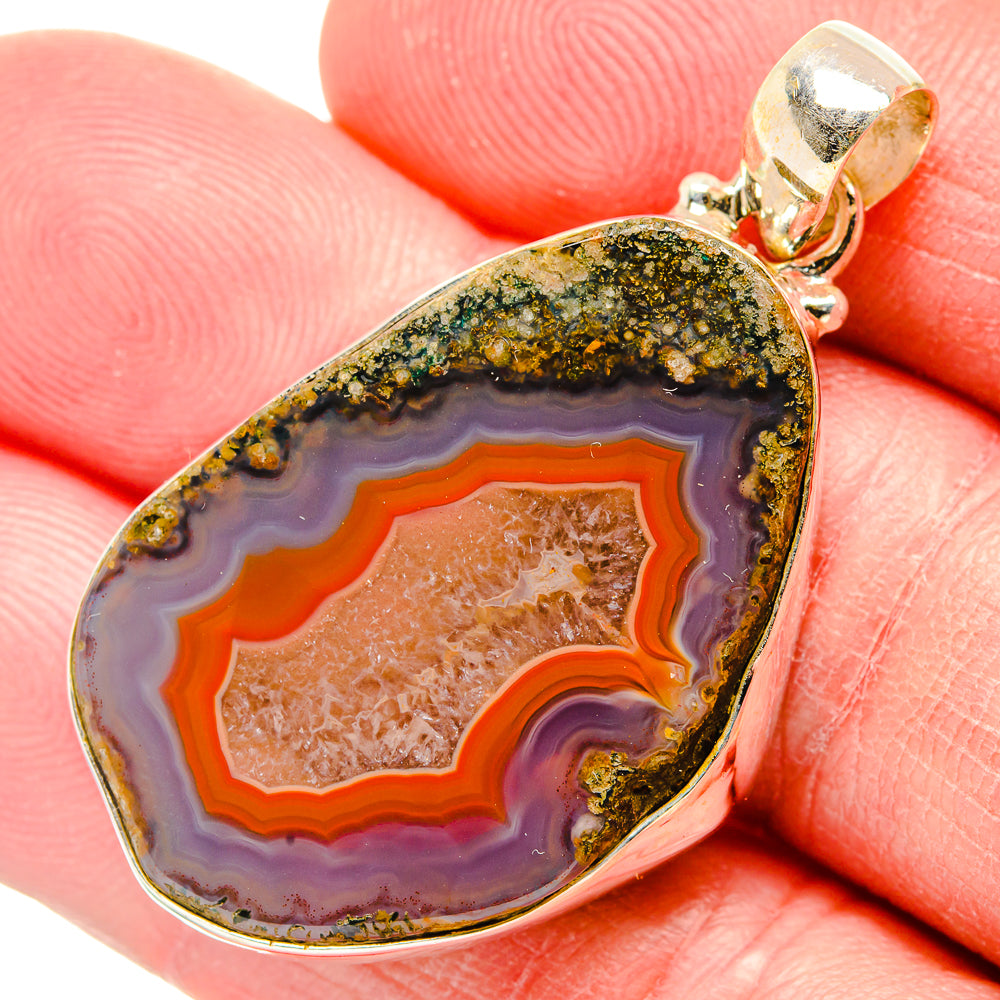 Red Geode Slice Pendants handcrafted by Ana Silver Co - PD34381