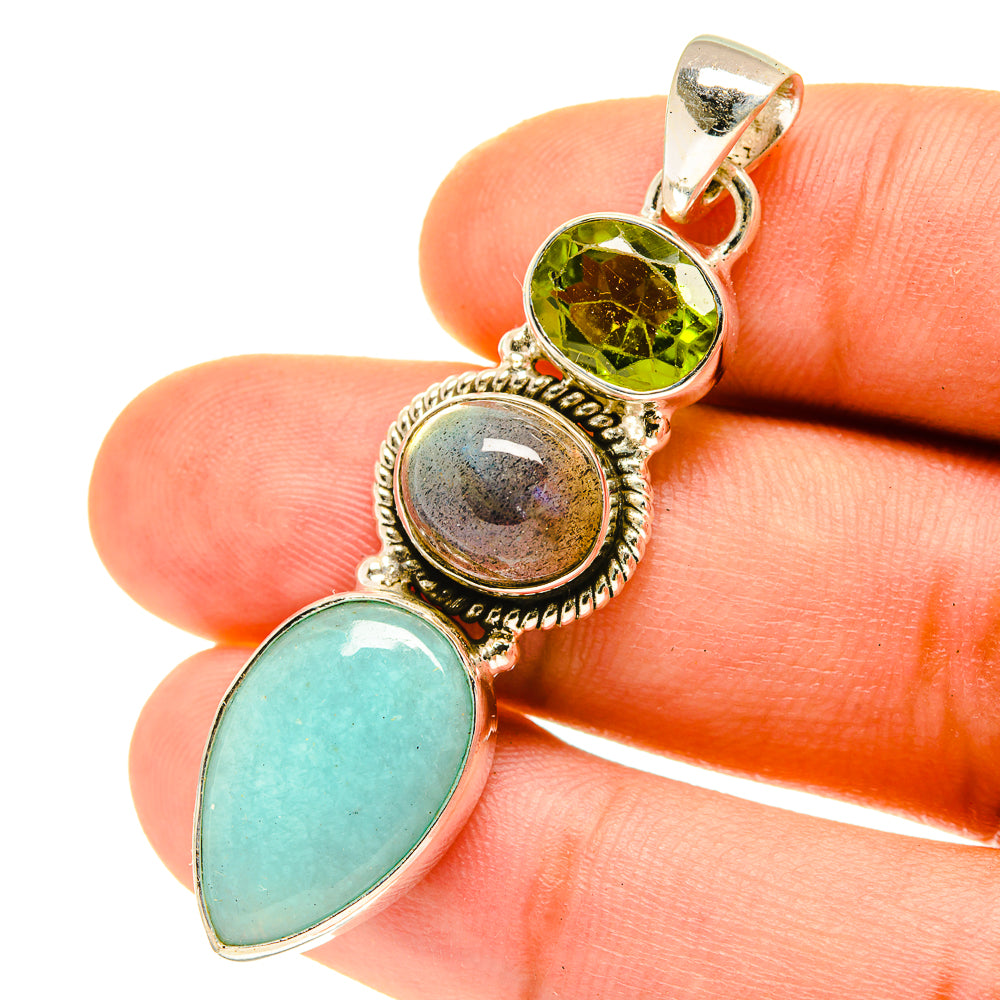 Peruvian Amazonite Pendants handcrafted by Ana Silver Co - PD3446