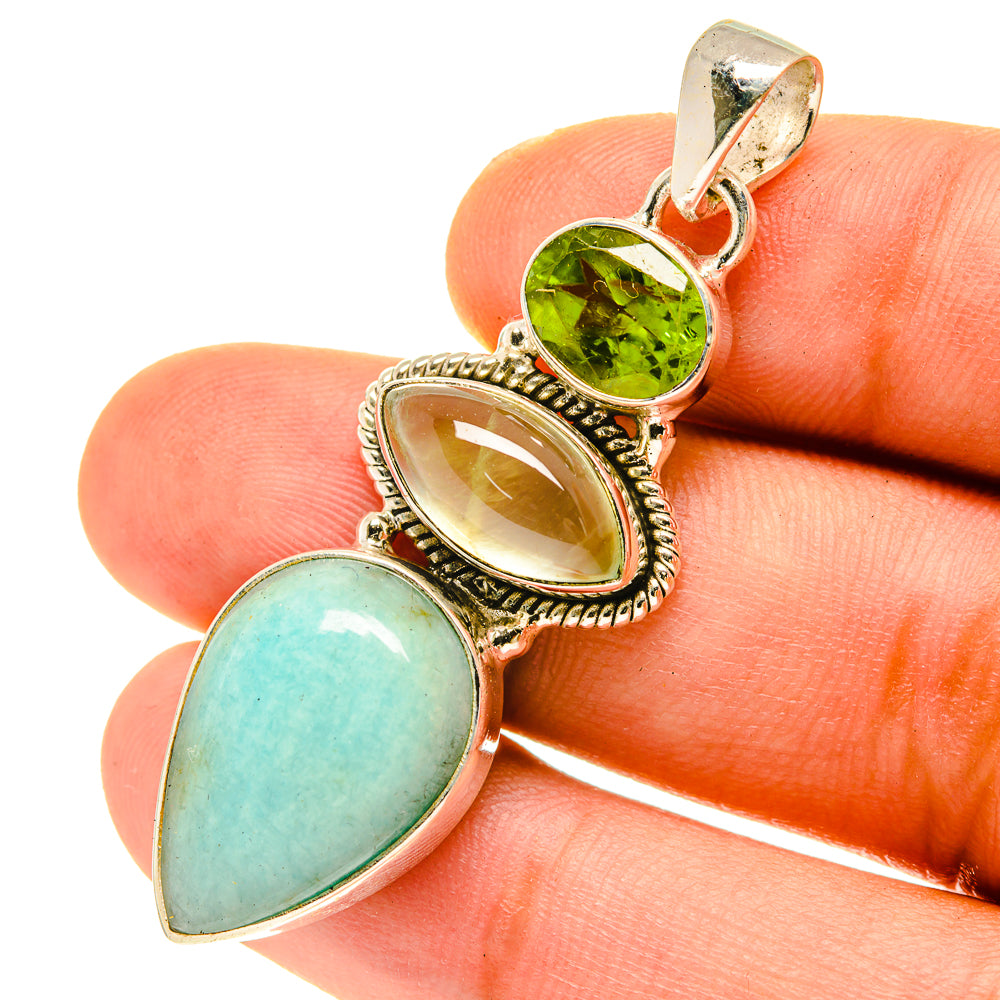 Peruvian Amazonite Pendants handcrafted by Ana Silver Co - PD3449