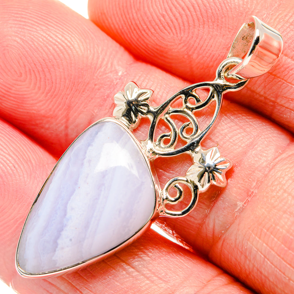 Blue Lace Agate Pendants handcrafted by Ana Silver Co - PD34559