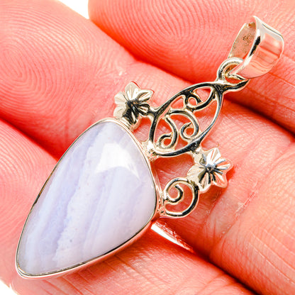 Blue Lace Agate Pendants handcrafted by Ana Silver Co - PD34559