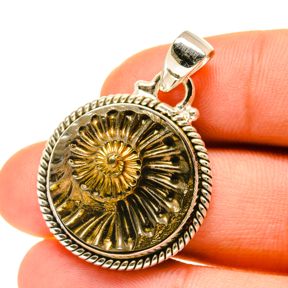 Pyrite Fossil Pendants handcrafted by Ana Silver Co - PD3456