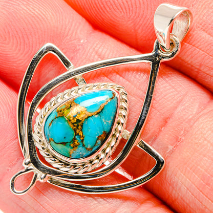Blue Copper Composite Turquoise Pendants handcrafted by Ana Silver Co - PD34562