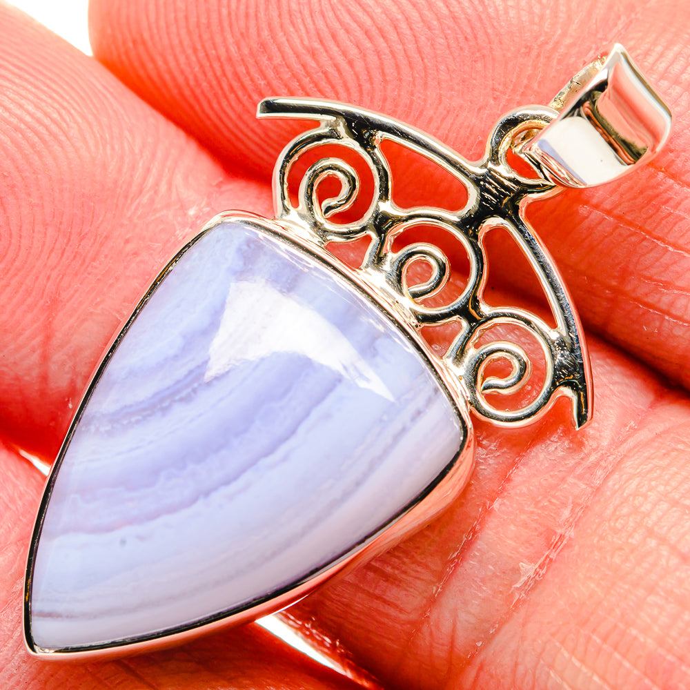 Blue Lace Agate Pendants handcrafted by Ana Silver Co - PD34564