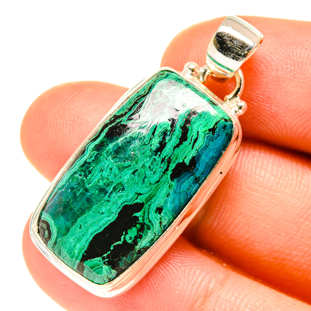 Malachite In Chrysocolla Pendants handcrafted by Ana Silver Co - PD3487