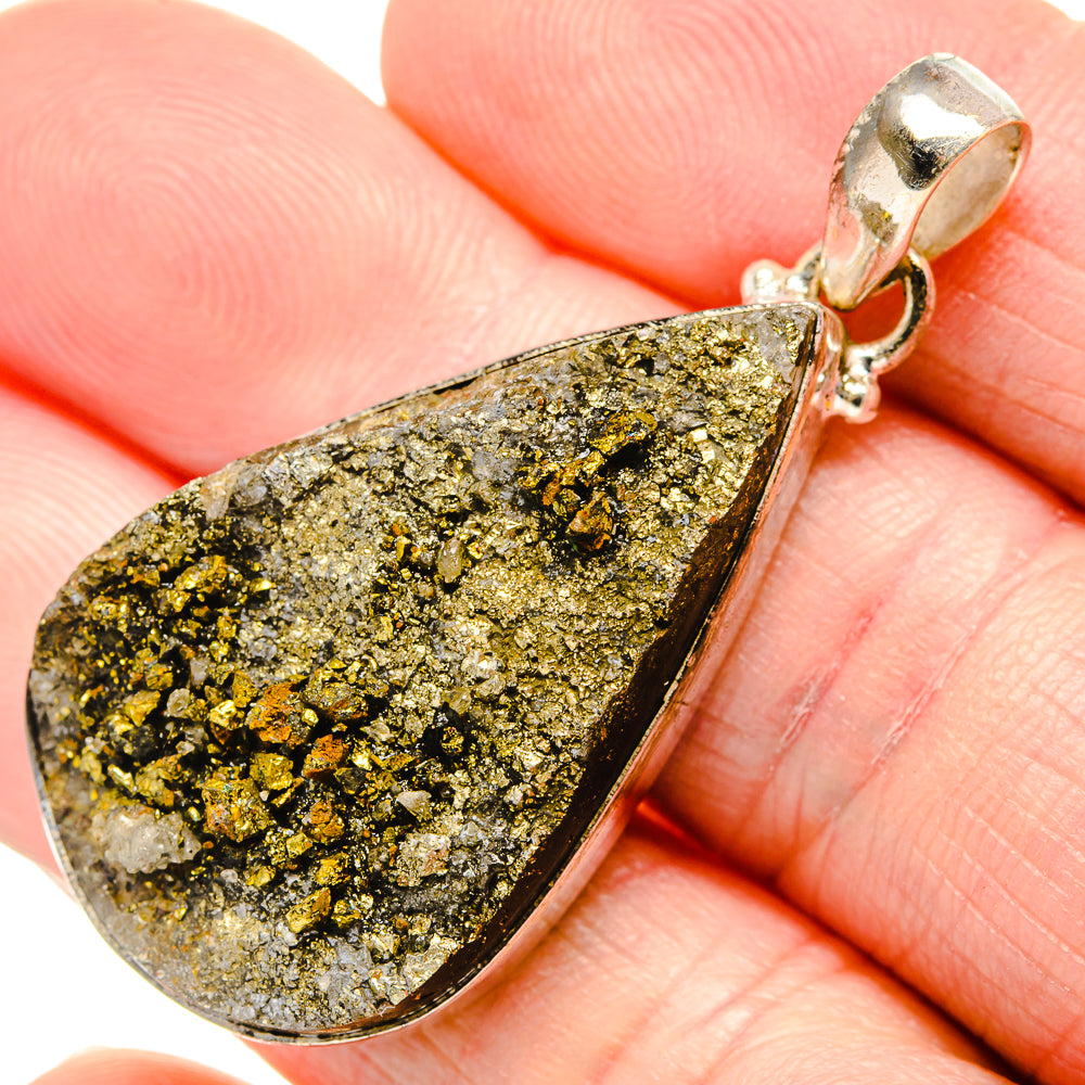 Spectro Pyrite Druzy Pendants handcrafted by Ana Silver Co - PD34928