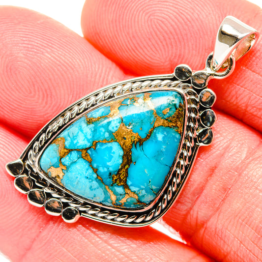 Blue Copper Composite Turquoise Pendants handcrafted by Ana Silver Co - PD35006