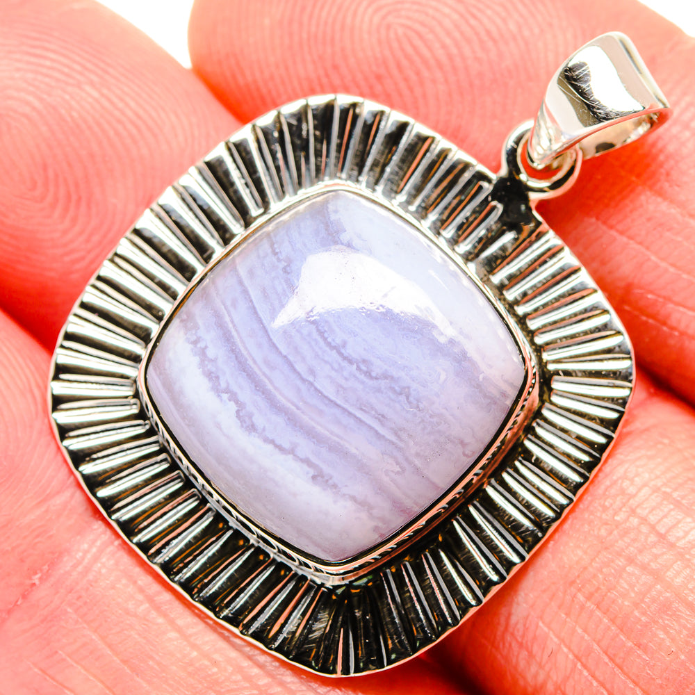 Blue Lace Agate Pendants handcrafted by Ana Silver Co - PD35045