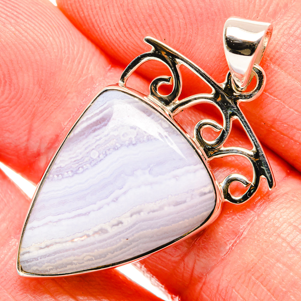 Blue Lace Agate Pendants handcrafted by Ana Silver Co - PD35049