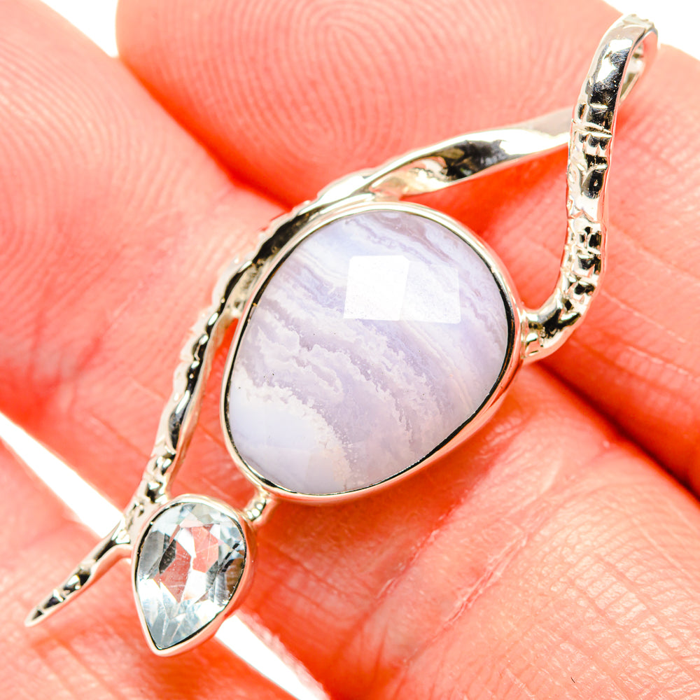 Blue Lace Agate Pendants handcrafted by Ana Silver Co - PD35051
