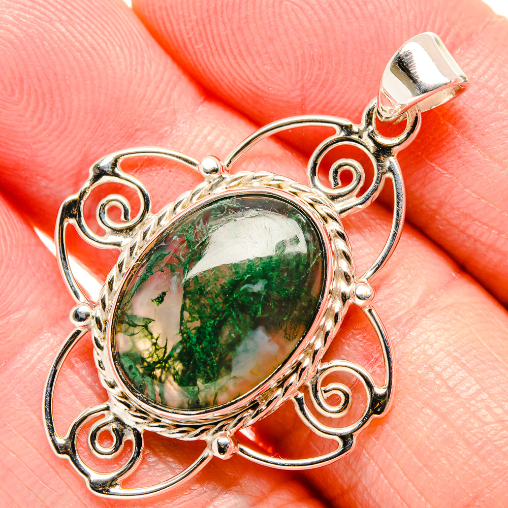 Green Moss Agate Pendants handcrafted by Ana Silver Co - PD35080