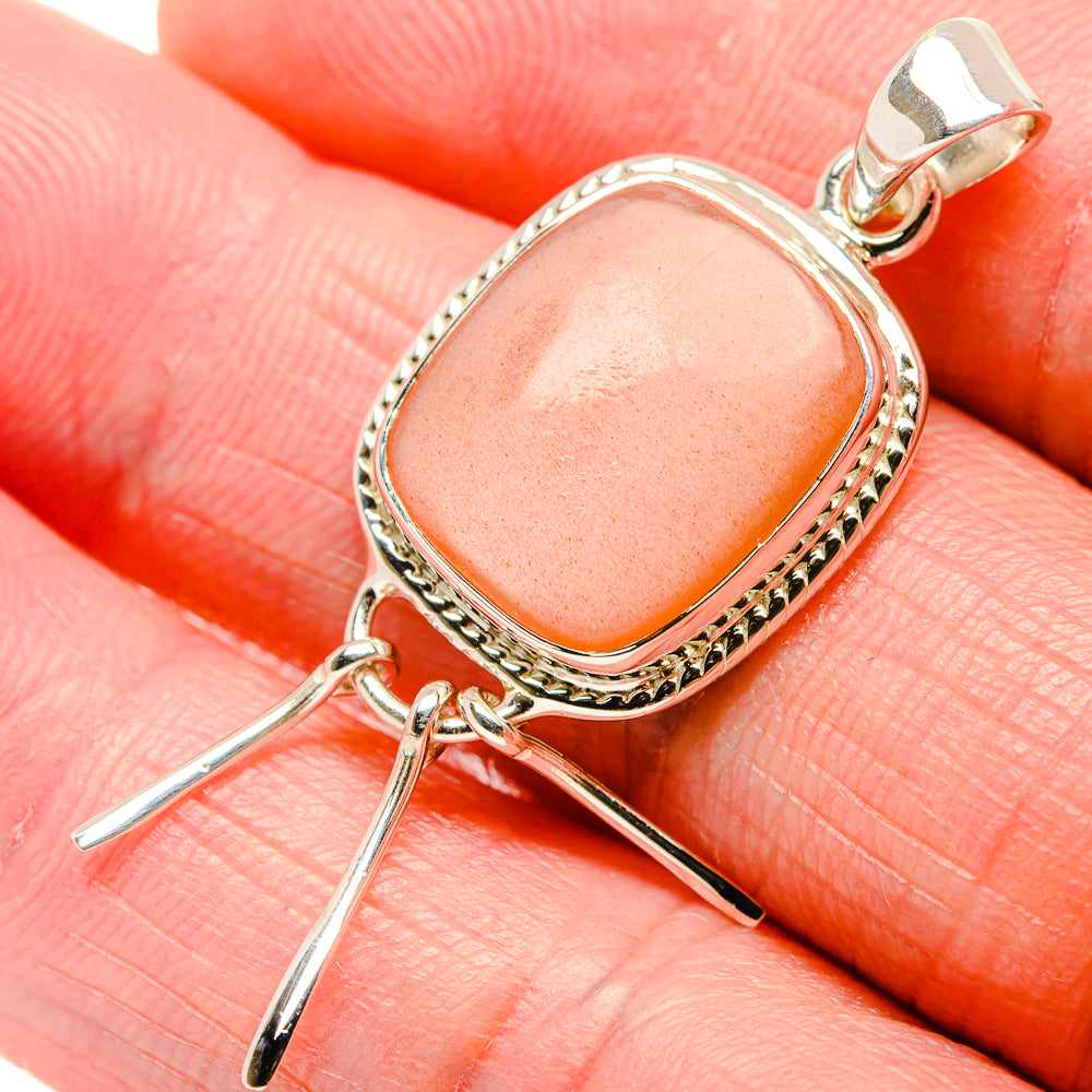 Peach Moonstone Pendants handcrafted by Ana Silver Co - PD35084