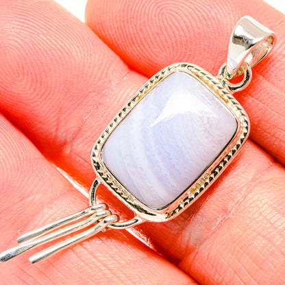 Blue Lace Agate Pendants handcrafted by Ana Silver Co - PD35088