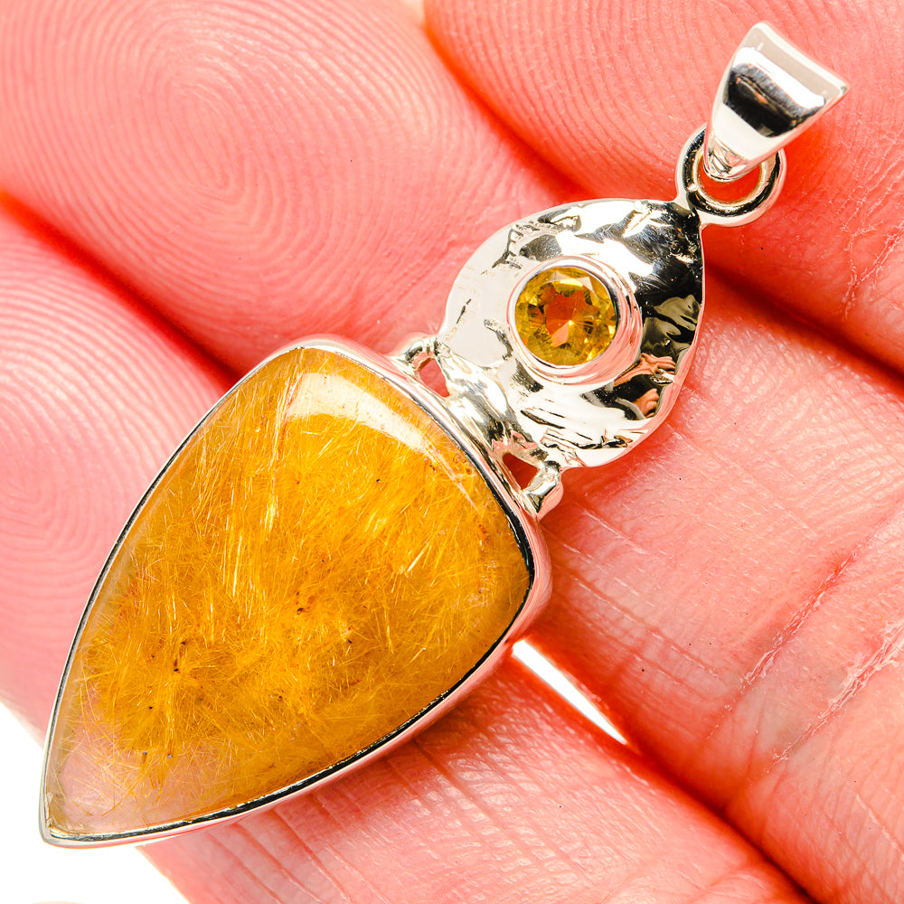 Rutilated Quartz Pendants handcrafted by Ana Silver Co - PD35108