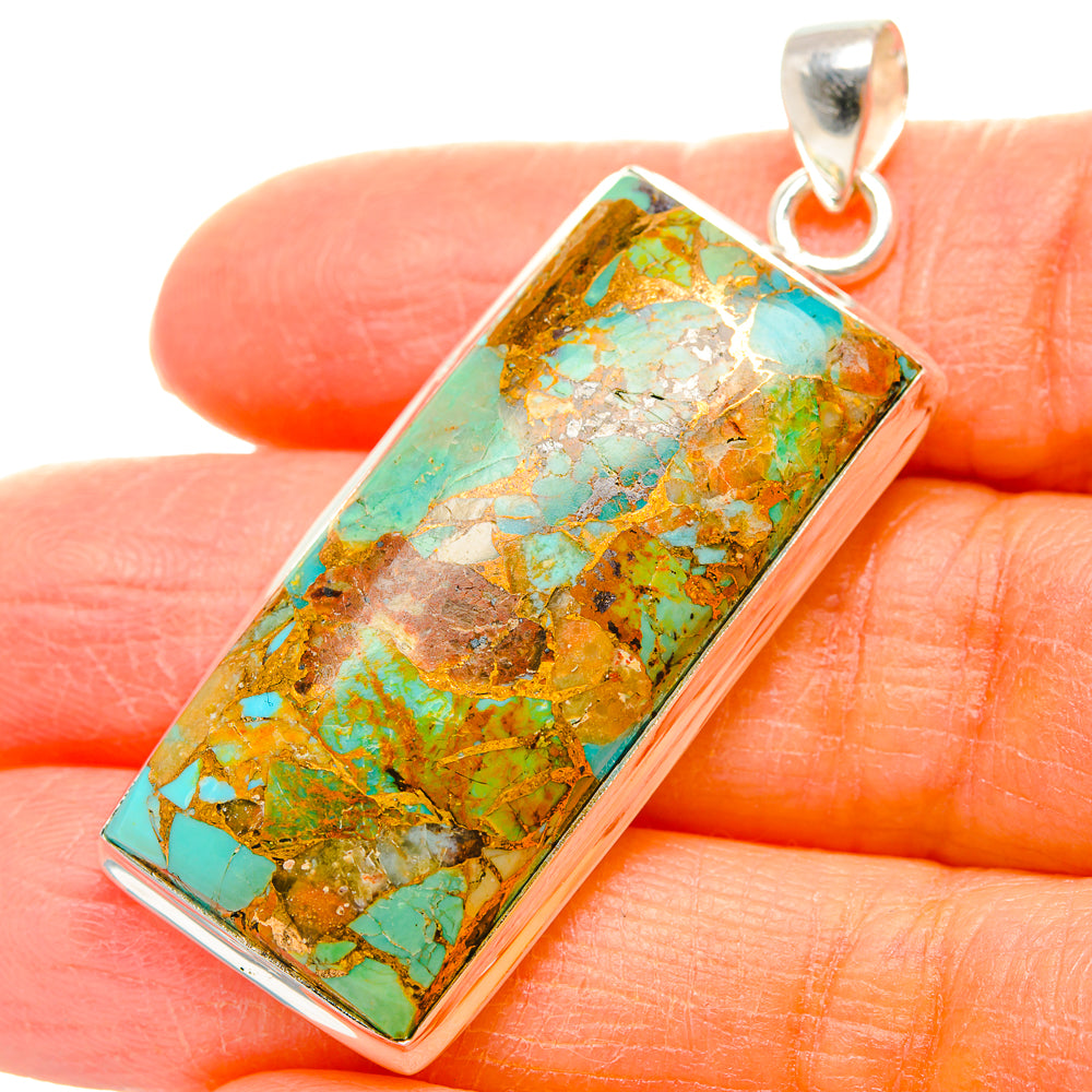 Kingman Mohave Turquoise Pendants handcrafted by Ana Silver Co - PD35123