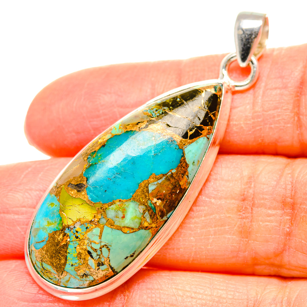 Kingman Mohave Turquoise Pendants handcrafted by Ana Silver Co - PD35125