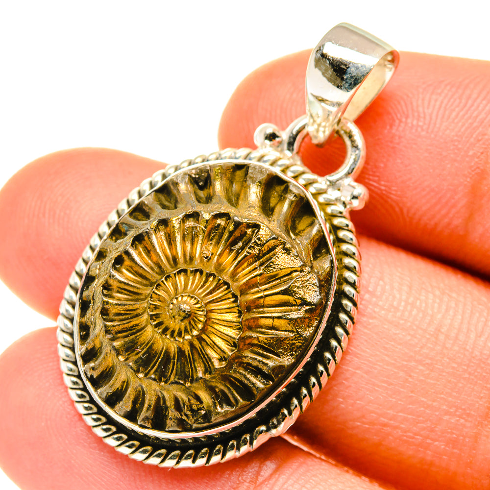 Pyrite Fossil Pendants handcrafted by Ana Silver Co - PD3517