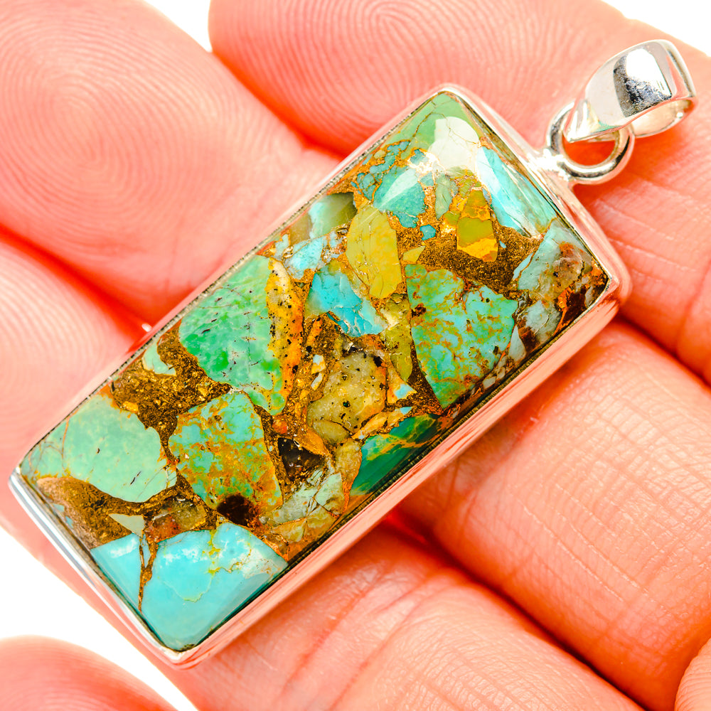 Kingman Mohave Turquoise Pendants handcrafted by Ana Silver Co - PD35171