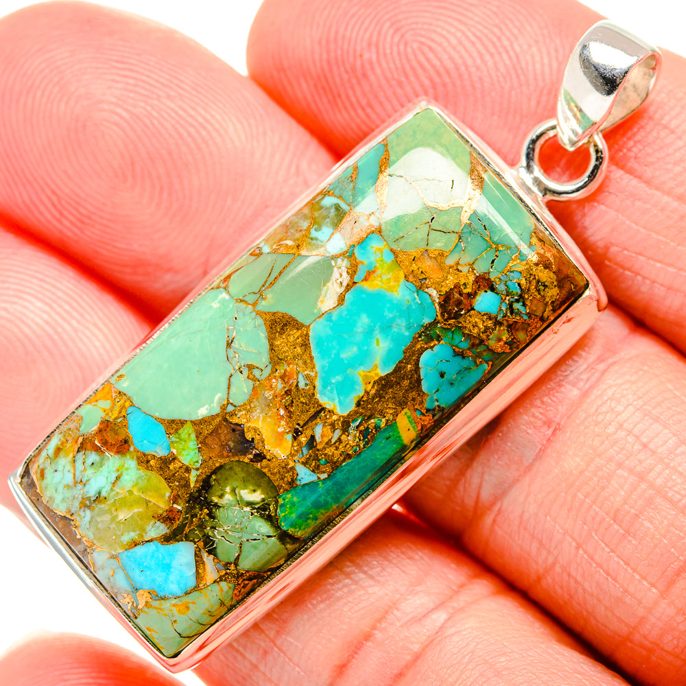 Kingman Mohave Turquoise Pendants handcrafted by Ana Silver Co - PD35174