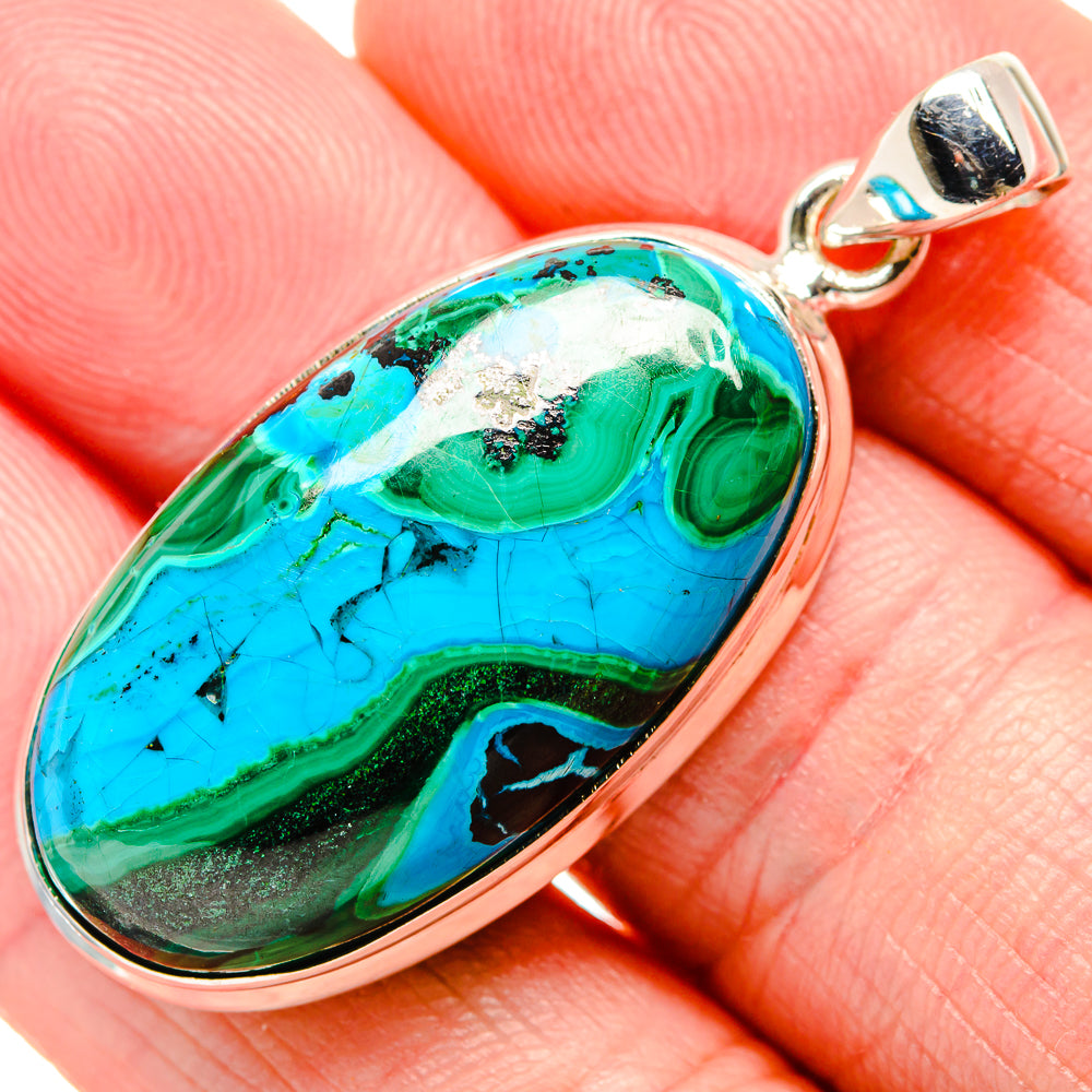 Malachite In Chrysocolla Pendants handcrafted by Ana Silver Co - PD35179