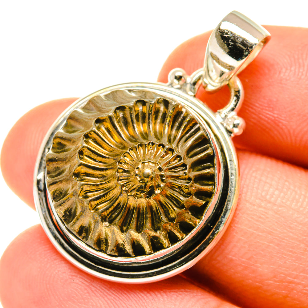 Pyrite Fossil Pendants handcrafted by Ana Silver Co - PD3519