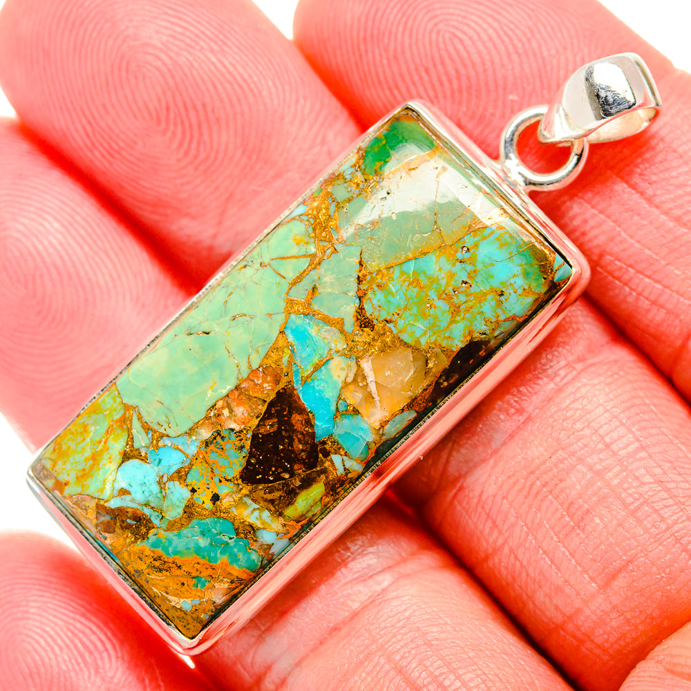 Kingman Mohave Turquoise Pendants handcrafted by Ana Silver Co - PD35234