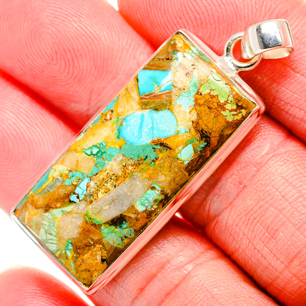 Kingman Mohave Turquoise Pendants handcrafted by Ana Silver Co - PD35235