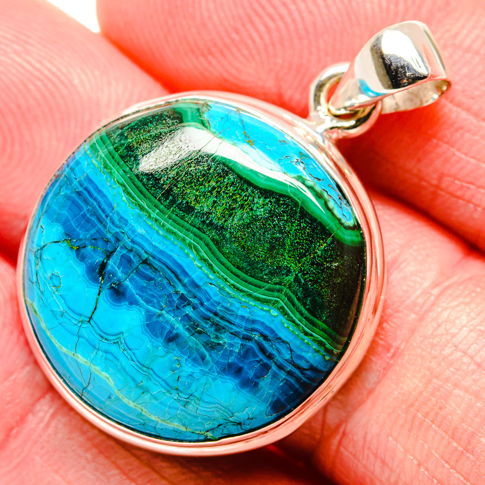 Malachite In Chrysocolla Pendants handcrafted by Ana Silver Co - PD35245