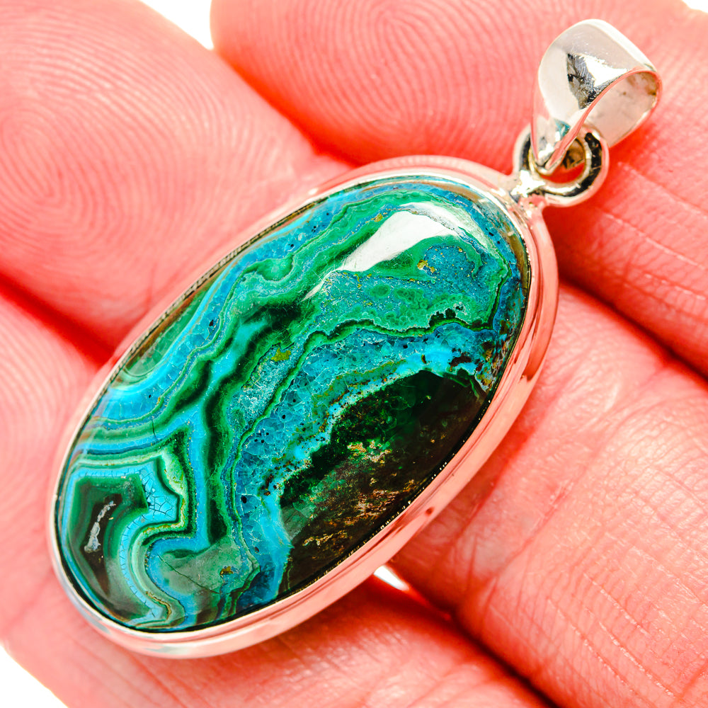 Malachite In Chrysocolla Pendants handcrafted by Ana Silver Co - PD35246