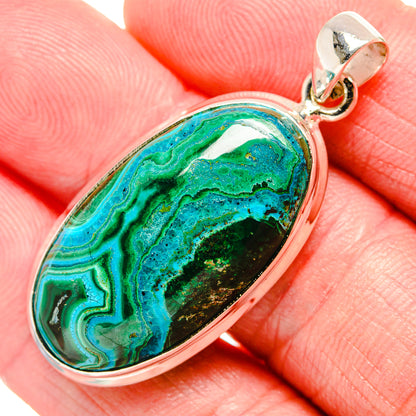 Malachite In Chrysocolla Pendants handcrafted by Ana Silver Co - PD35246