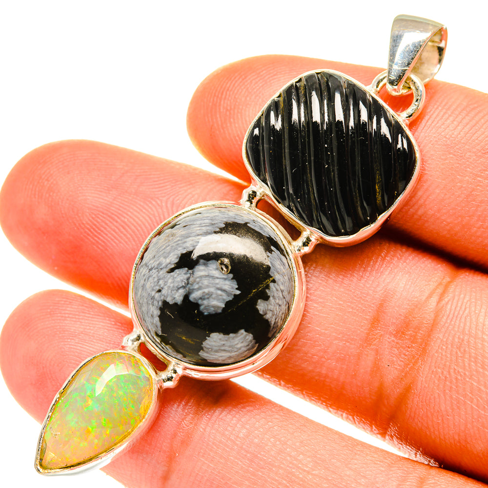 Snowflake Obsidian Pendants handcrafted by Ana Silver Co - PD3527
