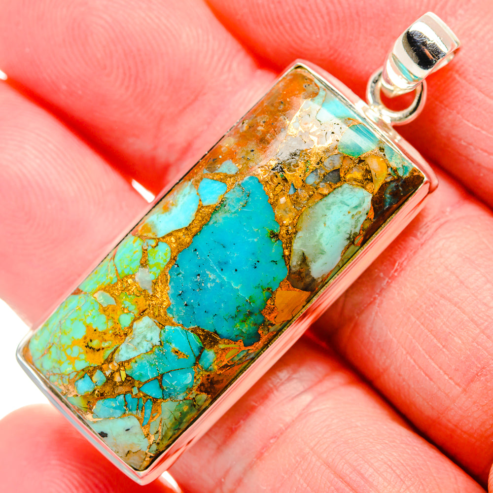 Kingman Mohave Turquoise Pendants handcrafted by Ana Silver Co - PD35300