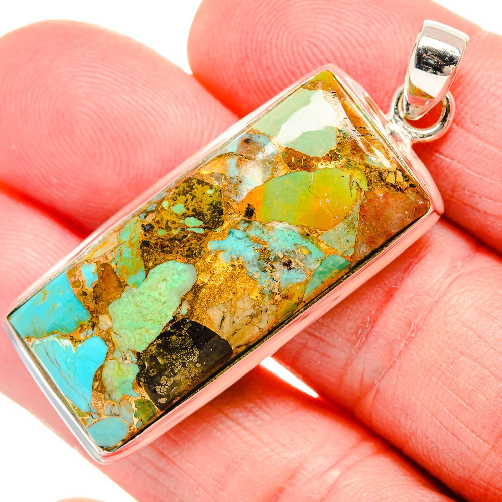 Kingman Mohave Turquoise Pendants handcrafted by Ana Silver Co - PD35301