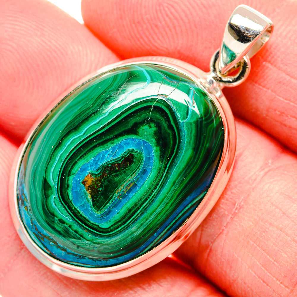 Malachite In Chrysocolla Pendants handcrafted by Ana Silver Co - PD35306