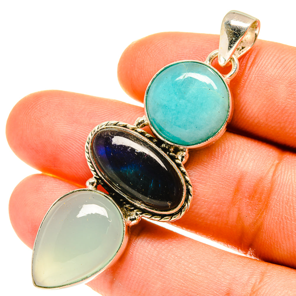 Aqua Chalcedony Pendants handcrafted by Ana Silver Co - PD3532