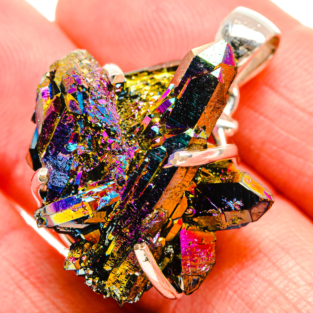 Titanium Sunshine Druzy Pendants handcrafted by Ana Silver Co - PD35372