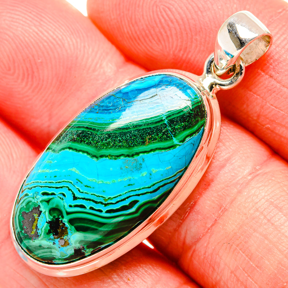 Malachite In Chrysocolla Pendants handcrafted by Ana Silver Co - PD35381
