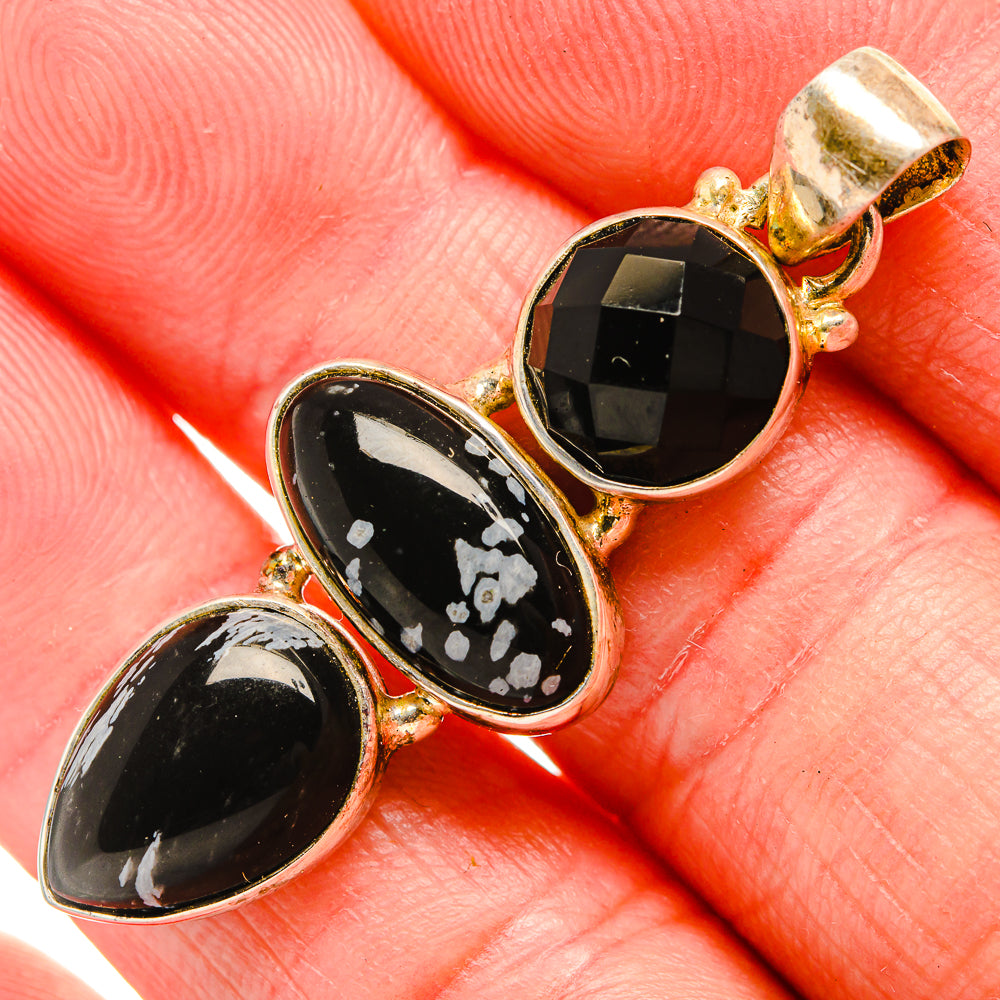 Snowflake Obsidian Pendants handcrafted by Ana Silver Co - PD35383