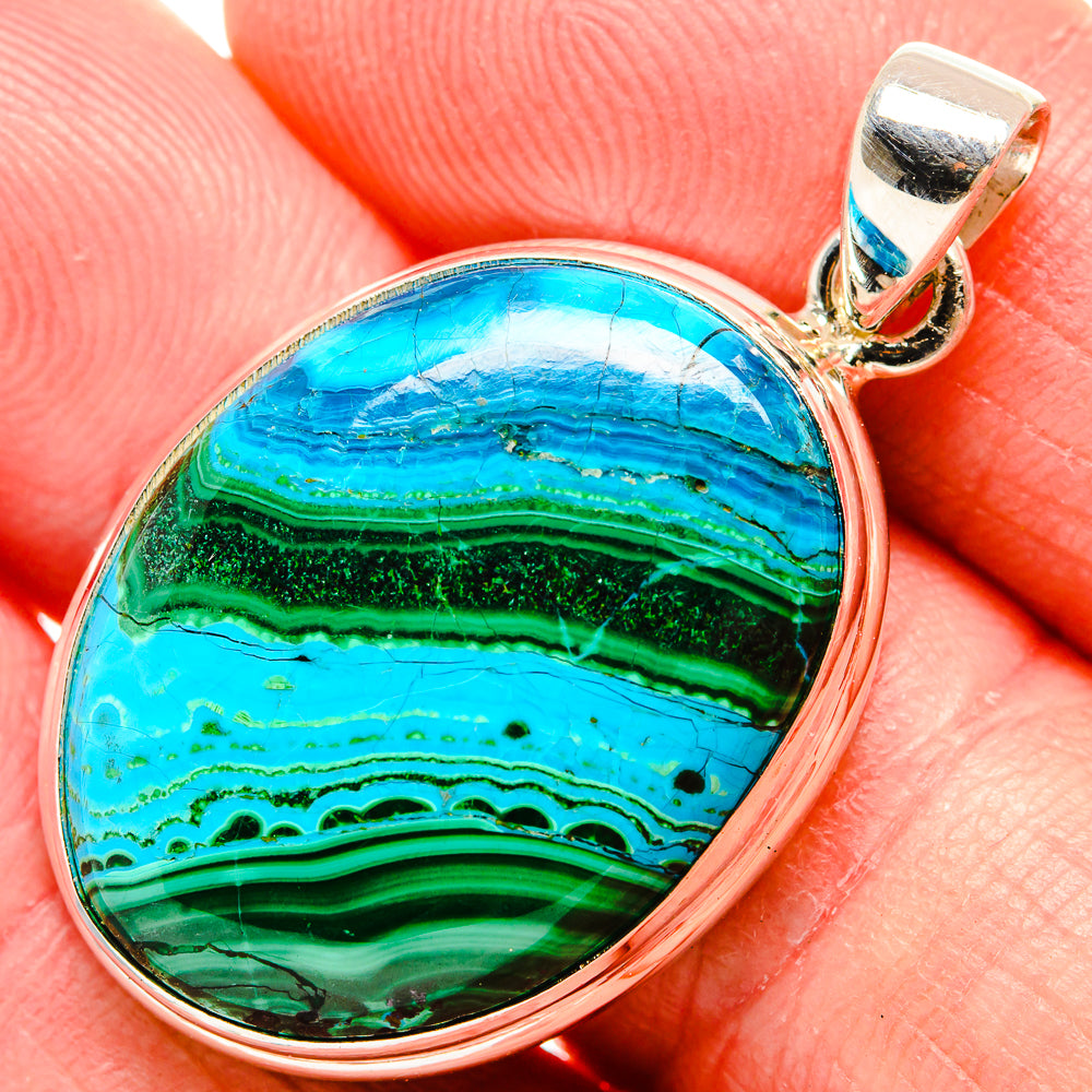 Malachite In Chrysocolla Pendants handcrafted by Ana Silver Co - PD35385