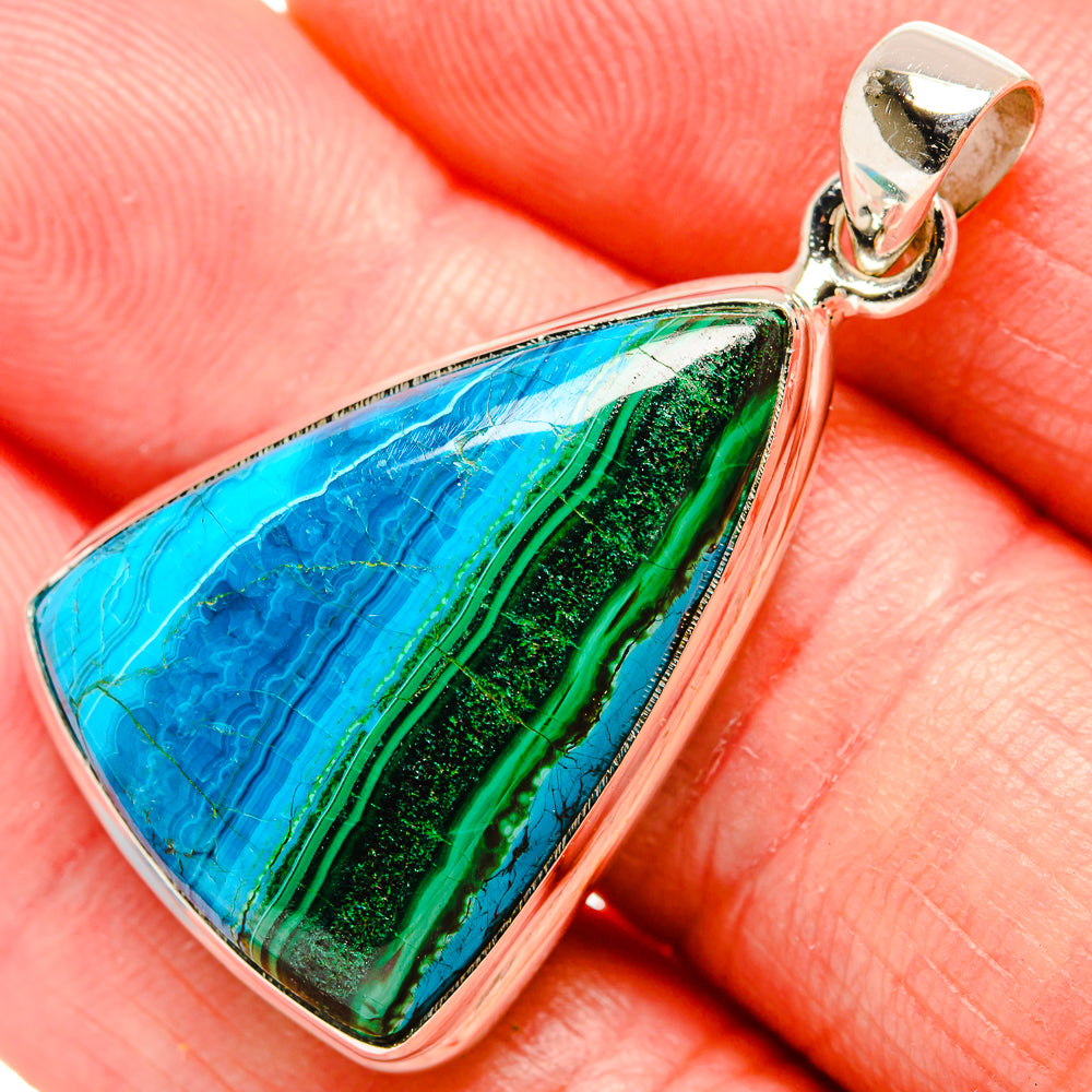 Malachite In Chrysocolla Pendants handcrafted by Ana Silver Co - PD35386
