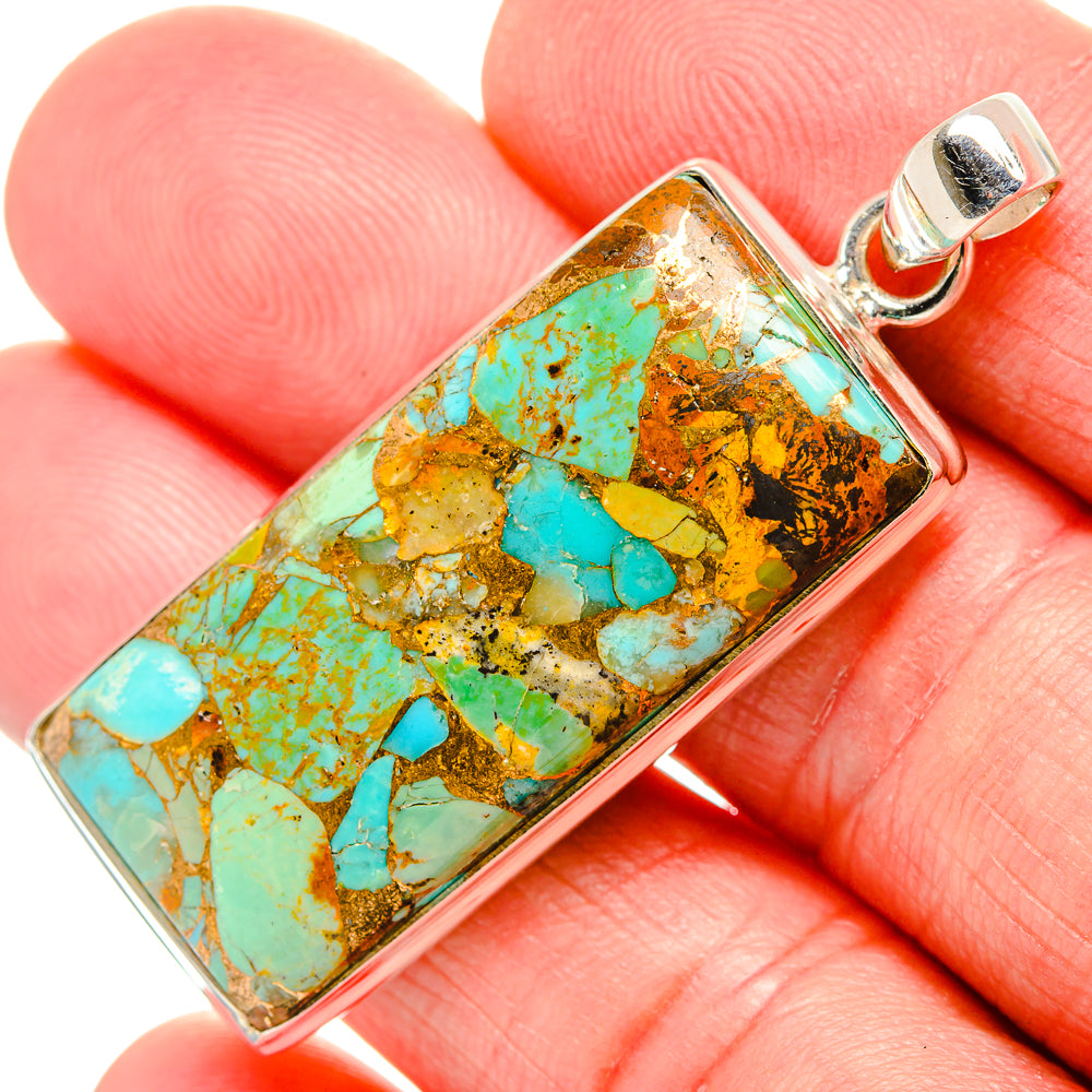 Kingman Mohave Turquoise Pendants handcrafted by Ana Silver Co - PD35391