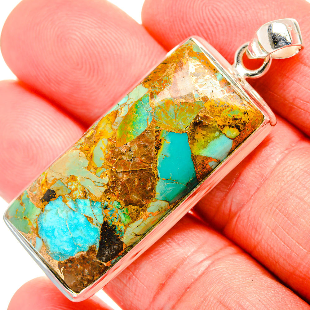 Kingman Mohave Turquoise Pendants handcrafted by Ana Silver Co - PD35392