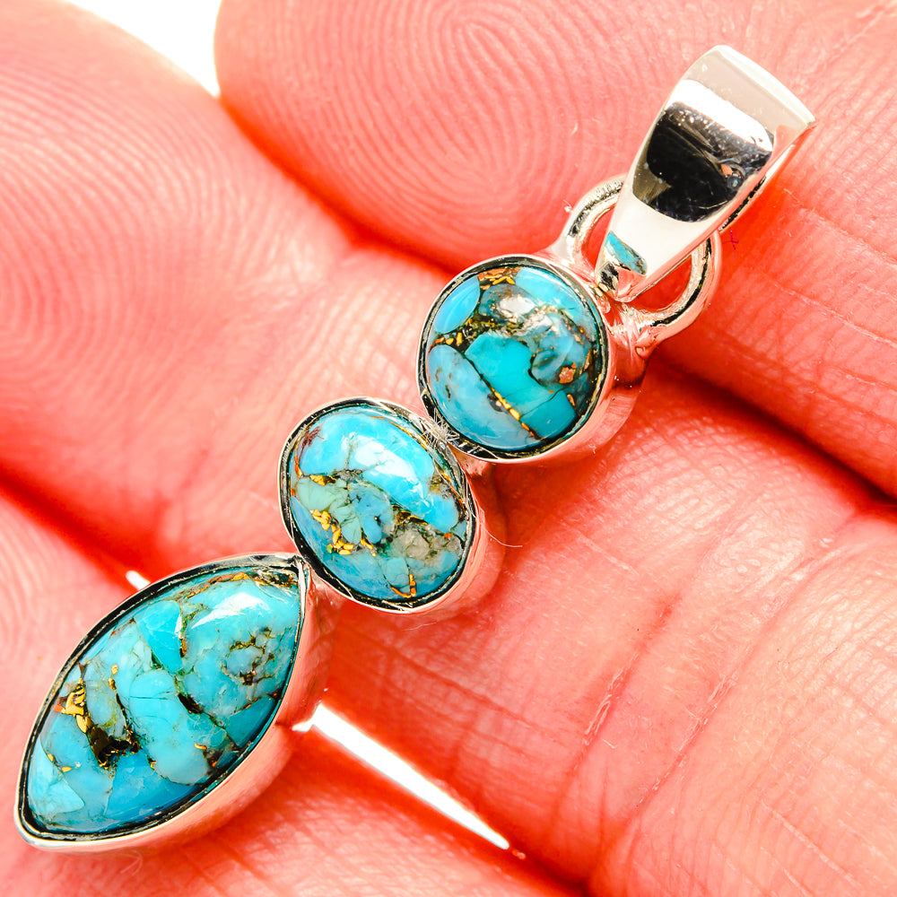 Kingman Mohave Turquoise Pendants handcrafted by Ana Silver Co - PD35394