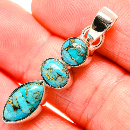 Kingman Mohave Turquoise Pendants handcrafted by Ana Silver Co - PD35394